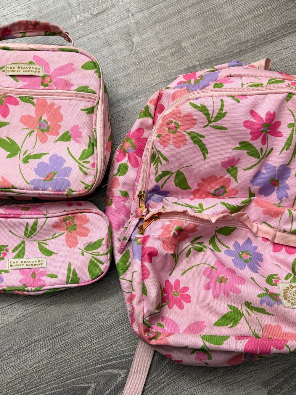 The Beaufort Bonnet Company Pink Floral Kids Backpack Set